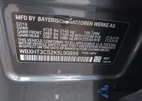 2019 BMW X1 xDrive28I from USA, damaged, VIN WBXHT3C52K5L90899